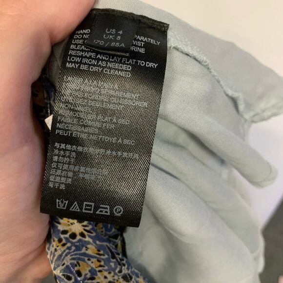 Anthropologie Dress Cottagecore Midi Feminine Peasant Tiered Floral Flounce Blue - Picture 9 of 10